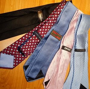 Lot of 5 Designer Men's Ties 100% Silk